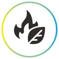 fire with leaf icon, ecological fuel, natural energy